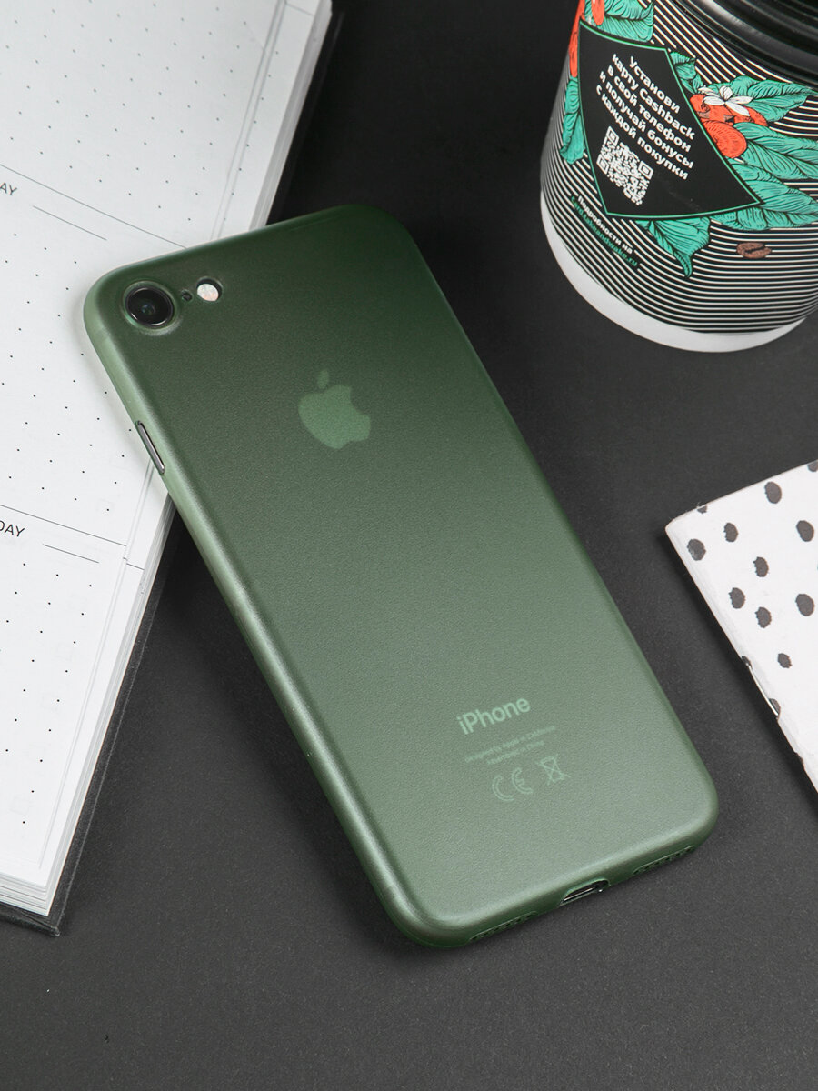 Накладка на iPhone SE(2020), iPhone 8/Чехол на iPhone SE(2020), iPhone 8/Бампер на Айфон СЕ(2020), Айфон 8/Защита от царапин для Apple/Чехол накладка пластик, темно-зеленый