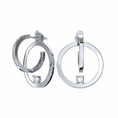 Серьги пусеты серебро, 925 проба, фианит