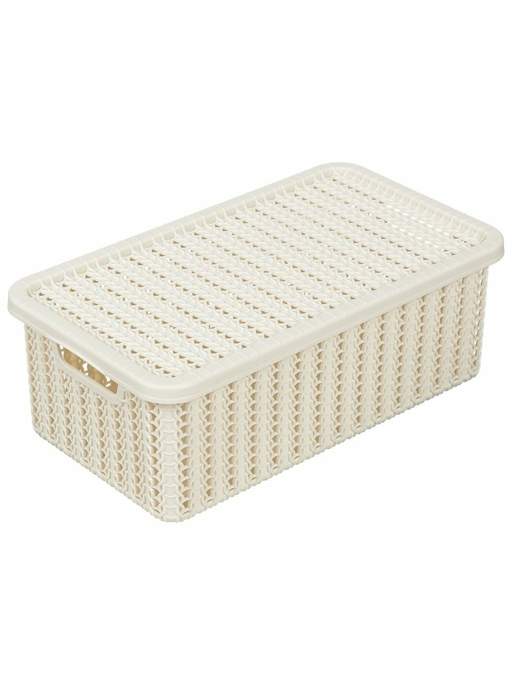 Коробка с крышкой Idea Вязание 15x27x9.5 см белый ротанг