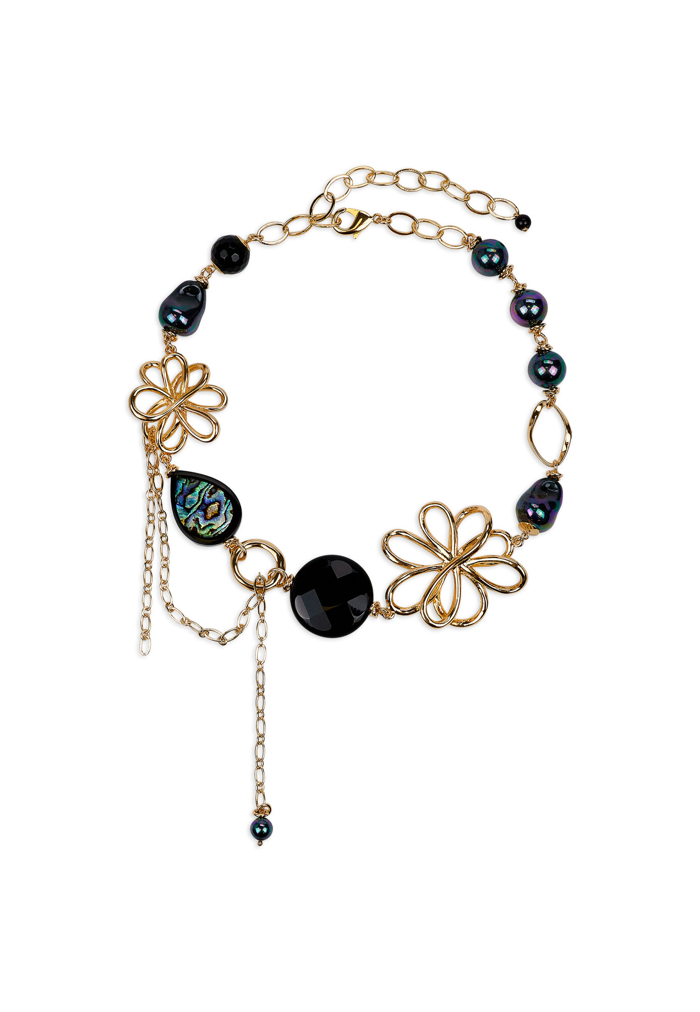 Колье YAROSLAVNA, гелиотис, агат, длина 44 см, золотистый — фото 1