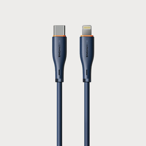 Изображение товара Кабель силиконовый PD 27W Type-C к Lightning Keephone Сверхбыстрая зарядка и синхронизация (480 Мбит/с), 1 метр — синий
