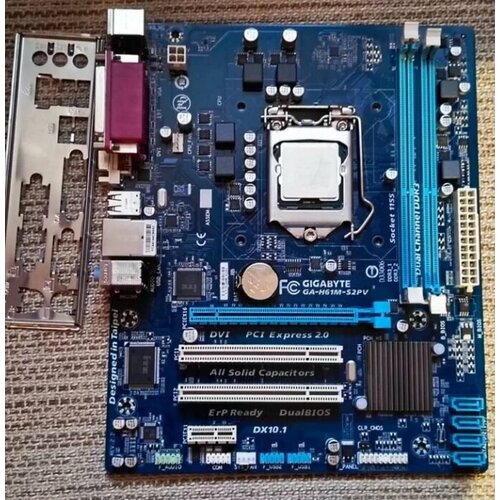 Материнская плата S-1155 Gigabyte GA-H61M-S2PV H612xDDR3SVGADVIGbLANSbmATX Задняя планка в комплекте 3800₽