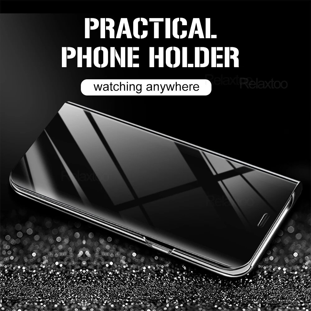Для Redmi Note 14 Pro Plus Чехол Smart Mirror Кожаный флип-чехол Redmi Note 14 Pro + 14 Pro Note14Pro 4G 5G Магнитный чехол-подставка для книги, Black 01, RedmiNote14 ProPlus — фото 1