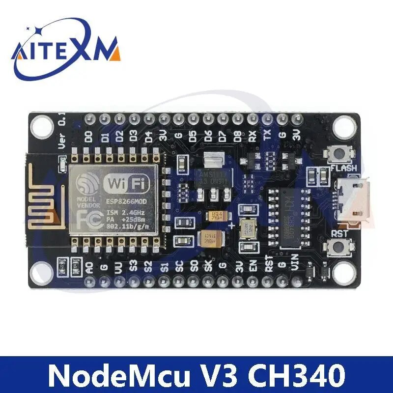 Модуль NodeMCU V3 CH340 AITEXM ROBOT ESP8266, NodeMcu V3 MICRO