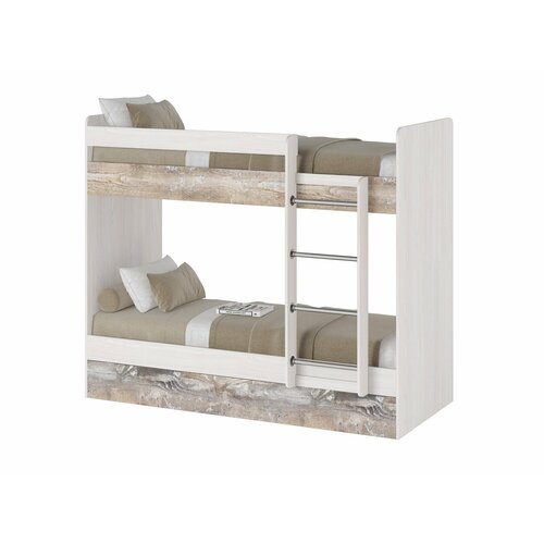 Кровать двухъярусная Есэндвич plus Лаворо, для детей, для взрослых, 200х80 см, правая (Анкор белый/Бетон пайн экзотик)