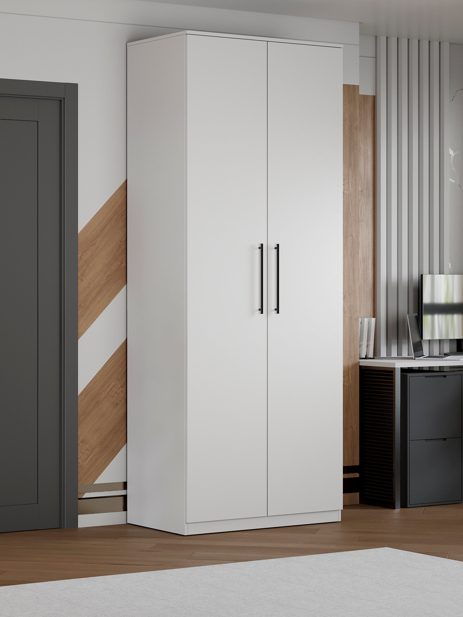 Шкаф для одежды Трия "Агата", ЛДСП, 2 двери, белый, напольный, 90,2х52,8х230,5 см