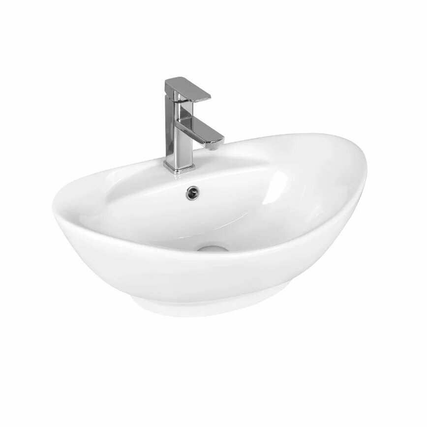 Накладная раковина Ceruttispa CR7003 60 фарфоровая со сливом-переливом раковина для ванной 60 см овальная белая