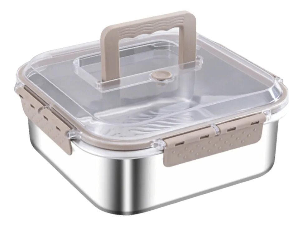 Кухонный посуда контейнеры для хранения продуктов из нержавеющей стали, с вакуумный крышкой. 4000 мл