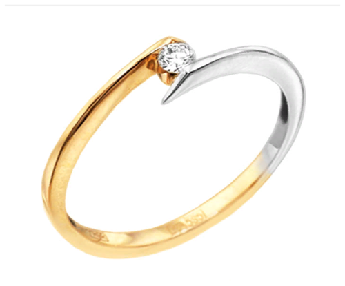 Кольцо Кристалл Мечты, комбинированное золото, 585 проба, бриллиант, размер 18