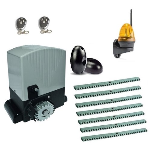 фото Автоматика для откатных ворот an-motors asl500kit full7-k, комплект: привод, 2 пульта, лампа, фотоэлементы, 7 реек