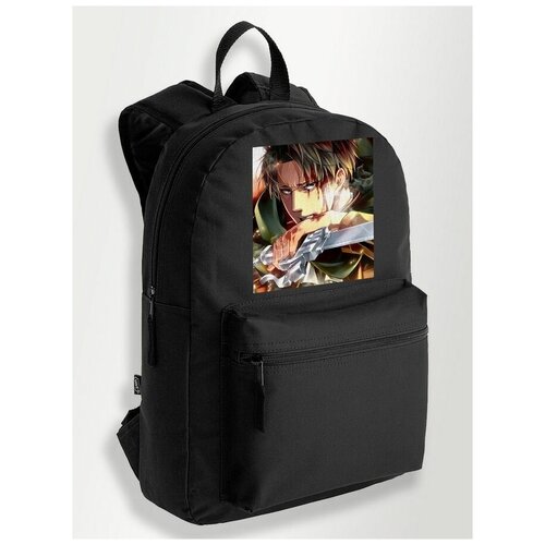 Черный школьный рюкзак с DTF печатью аниме Атака Титанов (Levi Ackerman, Леви, Микаса, ) - 215