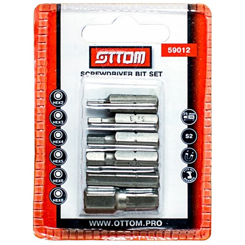 Набор бит HEX (6 шт, S2) OTTOM 59012 16168047