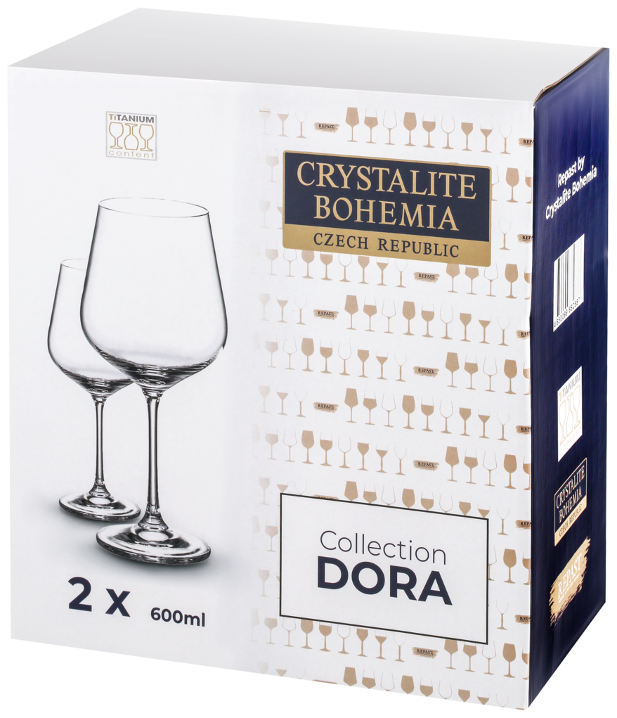 Набор бокалов для вина CRYSTALITE BOHEMIA Dora 600мл Арт. 45879, 2шт