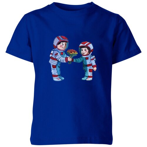 Футболка Us Basic, размер 4, синий детская футболка космонавт дарит цветы 128 синий