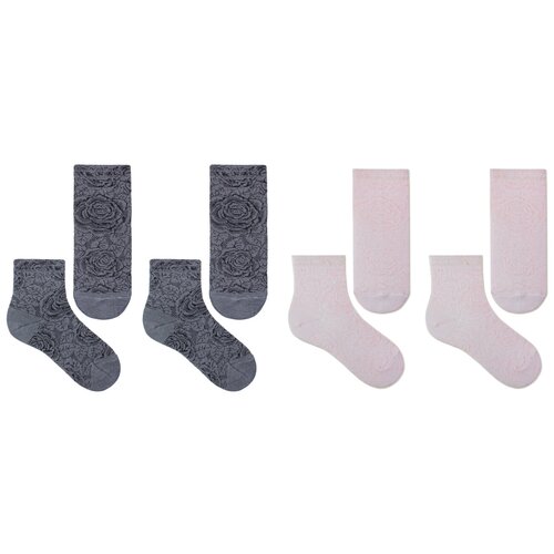 фото Носки капризуля комплект из 4 пар, размер 16 (14-16), розовая дымка/серебристо-серый