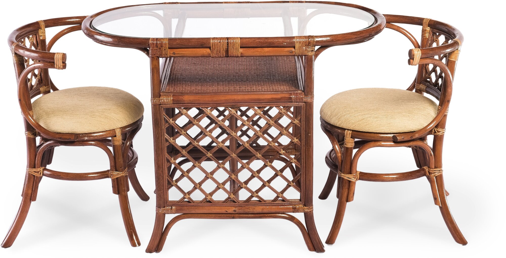 Комплект мебели "Миндаль", натуральный ротанг, 2 стула, овальный столик