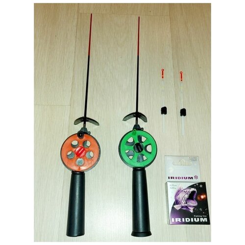 фото Зимние удочки набор 2шт,+ леска +сторожок ,лавсан-рессора 2шт ,набор три кита