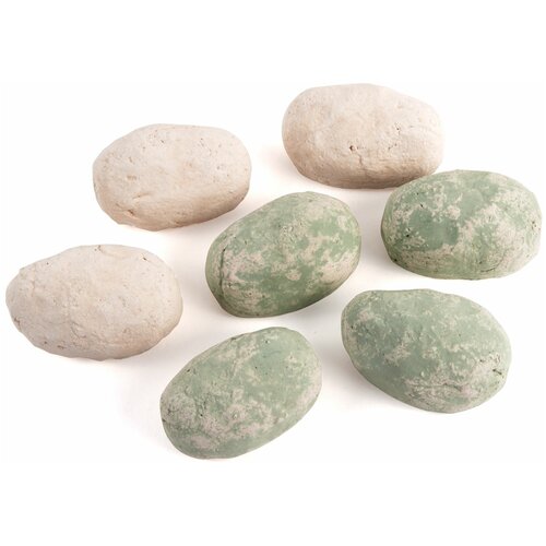 Набор Bioteplo из 7 зеленых и бежевых камней для биокаминов