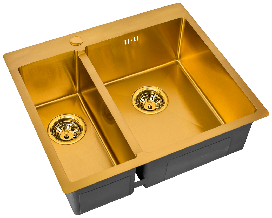 Мойка кухонная ZorG SZR-59-2-51-R BRONZE бронза, две чаши, основная справа, толщина 1,5 мм
