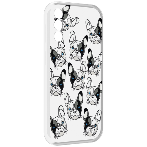 Чехол MyPads мини-собачки-черно-белый для Samsung Galaxy M13 задняя-панель-накладка-бампер