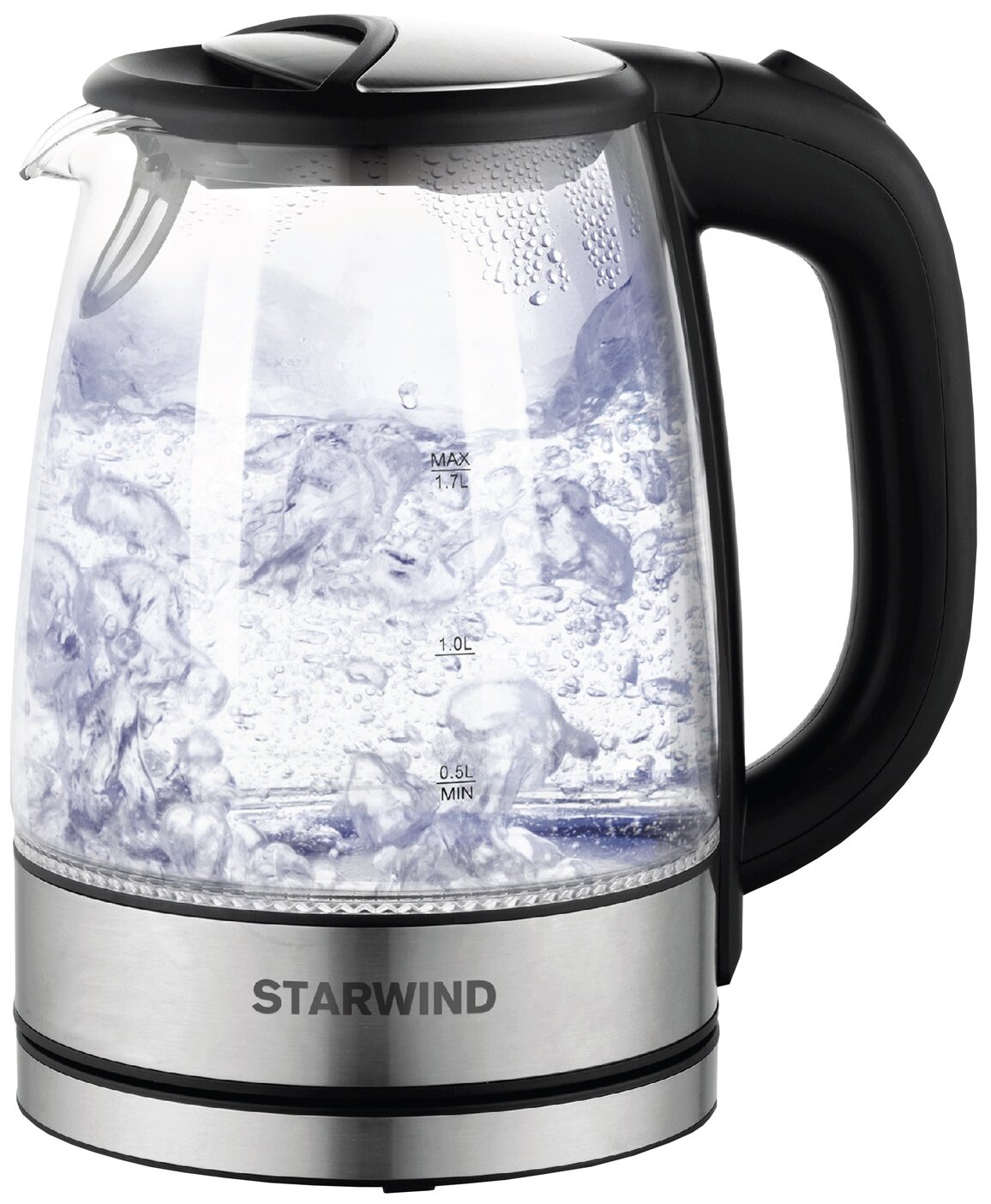 Чайник электрический STARWIND , 2200Вт, черный и серебристый - фото №1