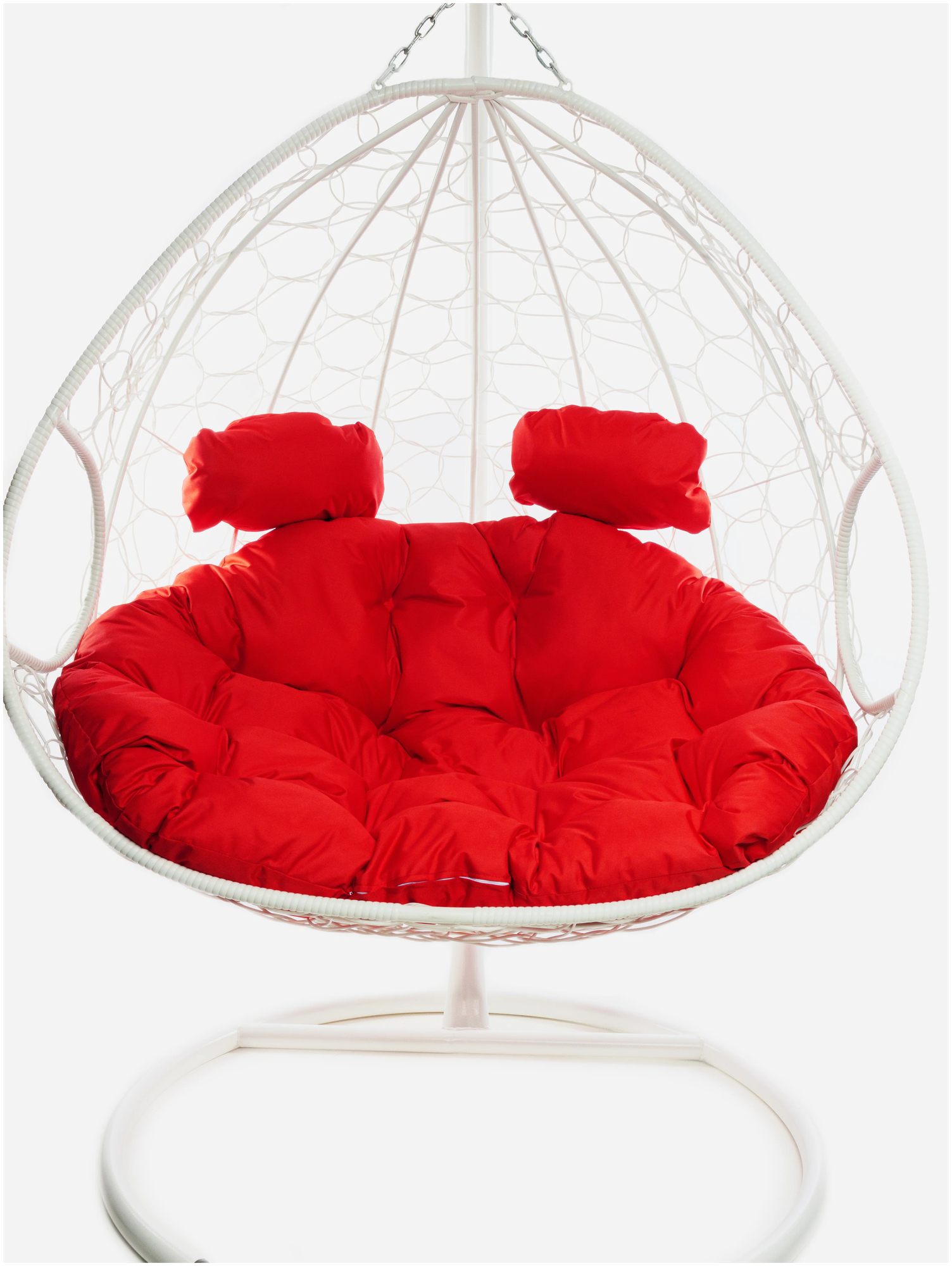 Подвесное кресло m-group для двоих белое, красная подушка - фотография № 2
