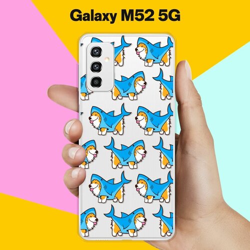 Силиконовый чехол на Samsung Galaxy M52 5G Акула-Корги / для Самсунг Галакси М52