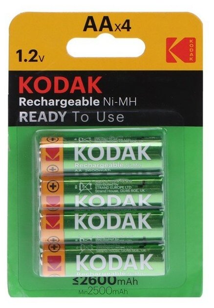 Аккумулятор Kodak, Ni-Mh, AA, HR6-4BL, 2600 мАч, блистер, 4 шт.