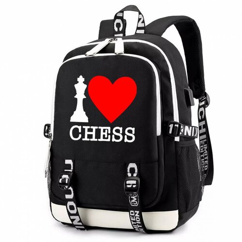 Рюкзак Шахматы с USB-портом черный №2 рюкзак симба черный с usb портом 2