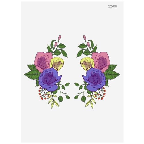 Термотрансфер, Термодекор, арт. 22-06 Цветы на ворот 20х25см