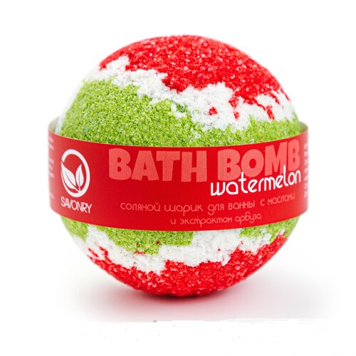 Купить Бомбочка для ванны с увлажняющими маслами WATERMELON (арбуз) ТМ Savonry. Бурлящий шарик для ванны