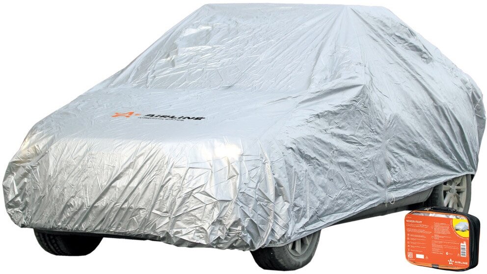 Чехол-тент на автомобиль защитный, размер M (495х195х120см), цвет серый, молния для двери, универсал
