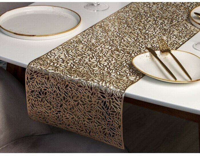 Дорожка на стол Доляна "Манифик", 30*150 см, цвет золотой