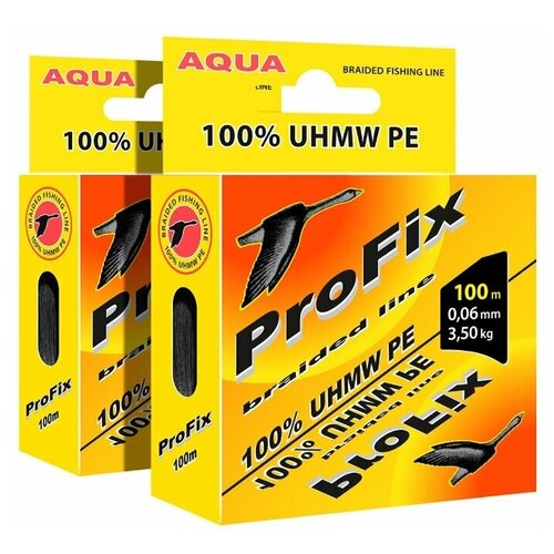 фото Плетеный шнур aqua profix black 0,06mm 100m, цвет - черный, test - 3,50kg (набор 2 шт)