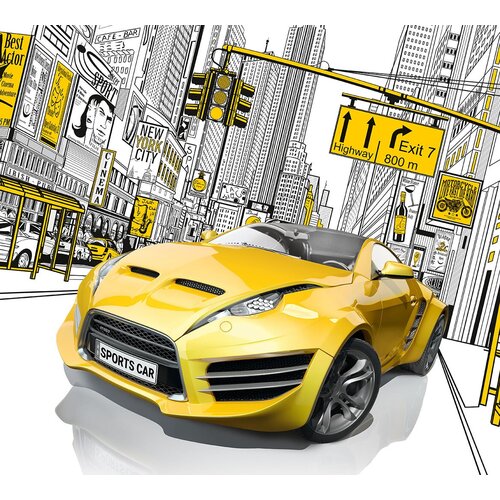 Фотообои виниловые тисненые на флизелиновой основе DeliceDecor Ф 198 Спорт-кар 300х270см 5220₽