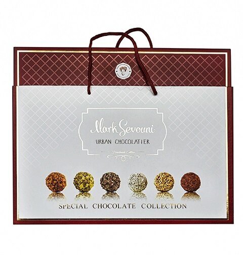 Подарочный набор шоколадных конфет, коллекция трюфелей (6 видов), Mark Sevouni Special сумочка, Армения, 360 г