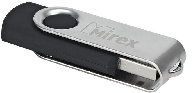 Флешка Mirex SWIVEL BLACK 16 Гб USB2.0 чт до 25 Мб/с зап до 15 Мб/с черная