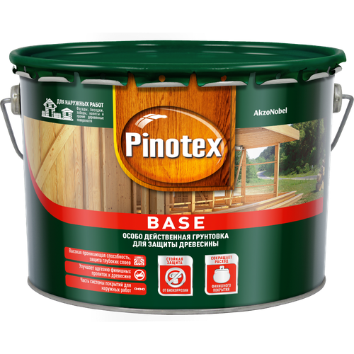 Грунт-антисептик Pinotex Base (Пинотекс Бейс) 9 л шпатлевка финишная dulux bindo filler 8 6л 15 кг