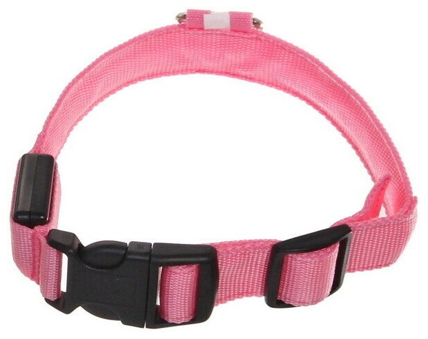 Ошейник для собак «Люмисцент» 2,5*40см светящийся, цвет розовый Ультрамарин - фотография № 1