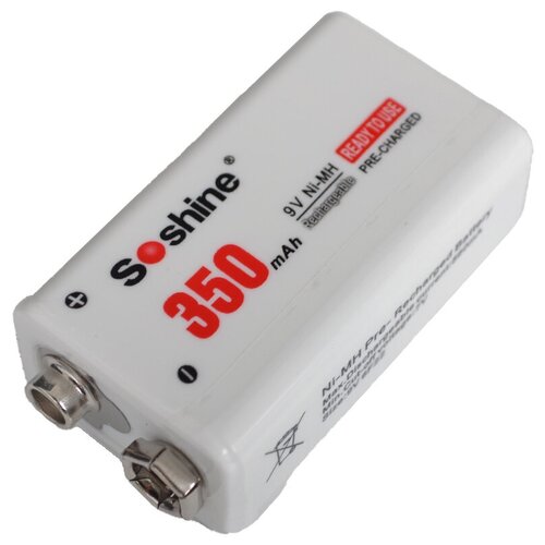 Аккумулятор Ni-Mh 350 мА·ч 8.4 В Soshine Rechargeable Ni-8.4V-350 (6F22/Крона), в упаковке: 1 шт.