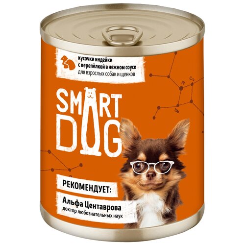 Влажный корм для собак Smart Dog индейка, перепелка 1 уп. х 2 шт. х 240 г (для мелких пород)