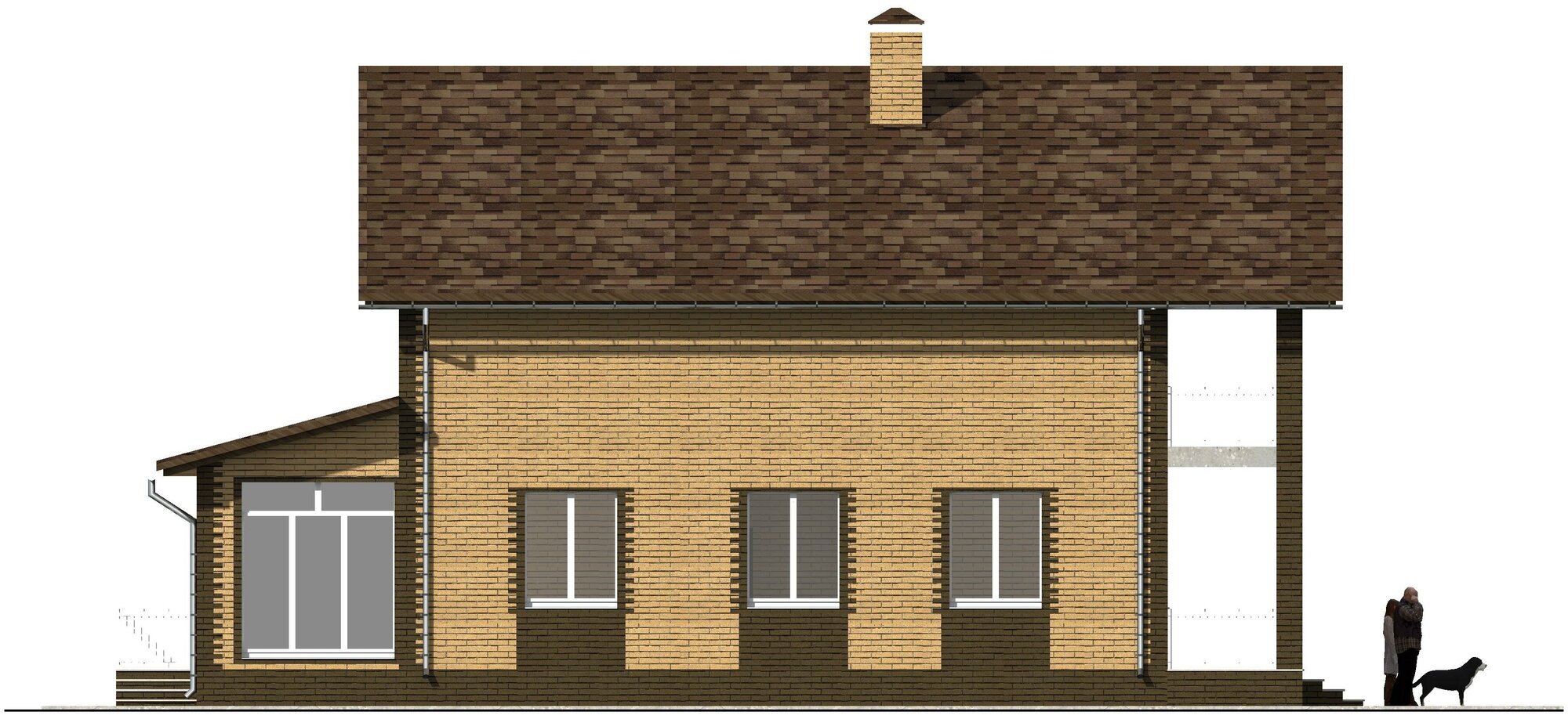 Готовый проект двухэтажного дома с отдельным гаражом из газосиликатного блока с облицовкой из керамического облицовочного кирпича площадью 186,7 кв.м - фотография № 11