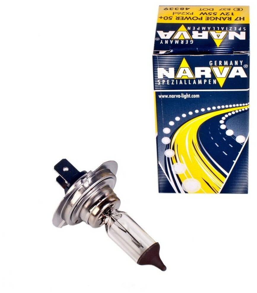 Лампа автомобильная галогенная Narva Range Power +50% 48339 H7 55W PX26d 1 шт.