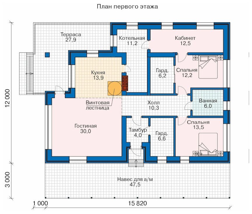 Проект газобетонного дома Catalog-Plans-58-09NL (138,88кв.м, 15,82x12м, газобетон 375) - фотография № 2