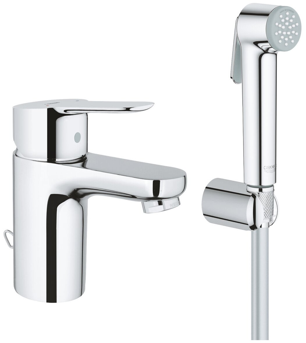 Смеситель однорычажный для раковины, GROHE BauEdge, с гигиеническим душем, S-Size, хром, (23757000)