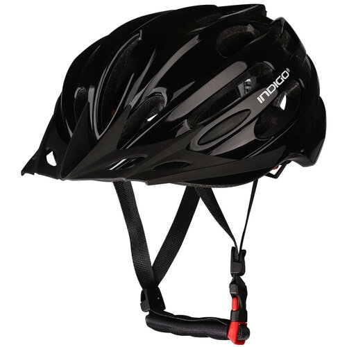 фото Шлем велосипедный взрослый indigo 22 вентиляционных отверстий in070 черный 55-61см