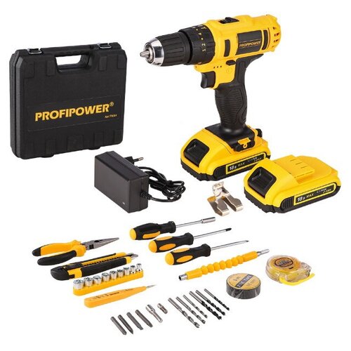 Дрель-шуруповерт ProfiPower DW-18BT 18В Li-Ion-20Ач 35Нм набор оснастки в кейсе 742600₽