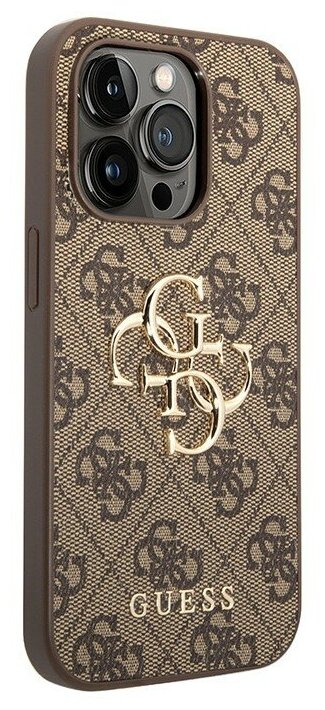 Guess Чехол Guess 4G Big metal logo Hard для iPhone 14 Pro, коричневый