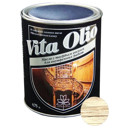 Масло-воск Vita Olio для внутренних работ с твердым воском, прозрачный, 0.75 л масло для дерева vita olio с твердым воском для внутренних работ серебристо серый 2 5 л
