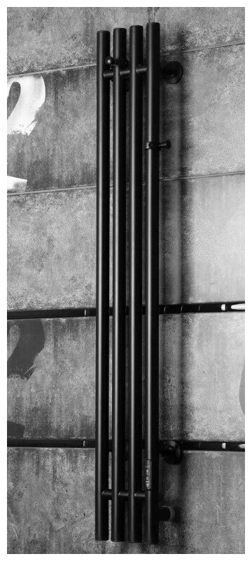 Полотенцесушитель электрический 1200*150мм черный Тругор форма нестандартная, правое подключение, скрытое подключение/шнур с вилкой - фотография № 14